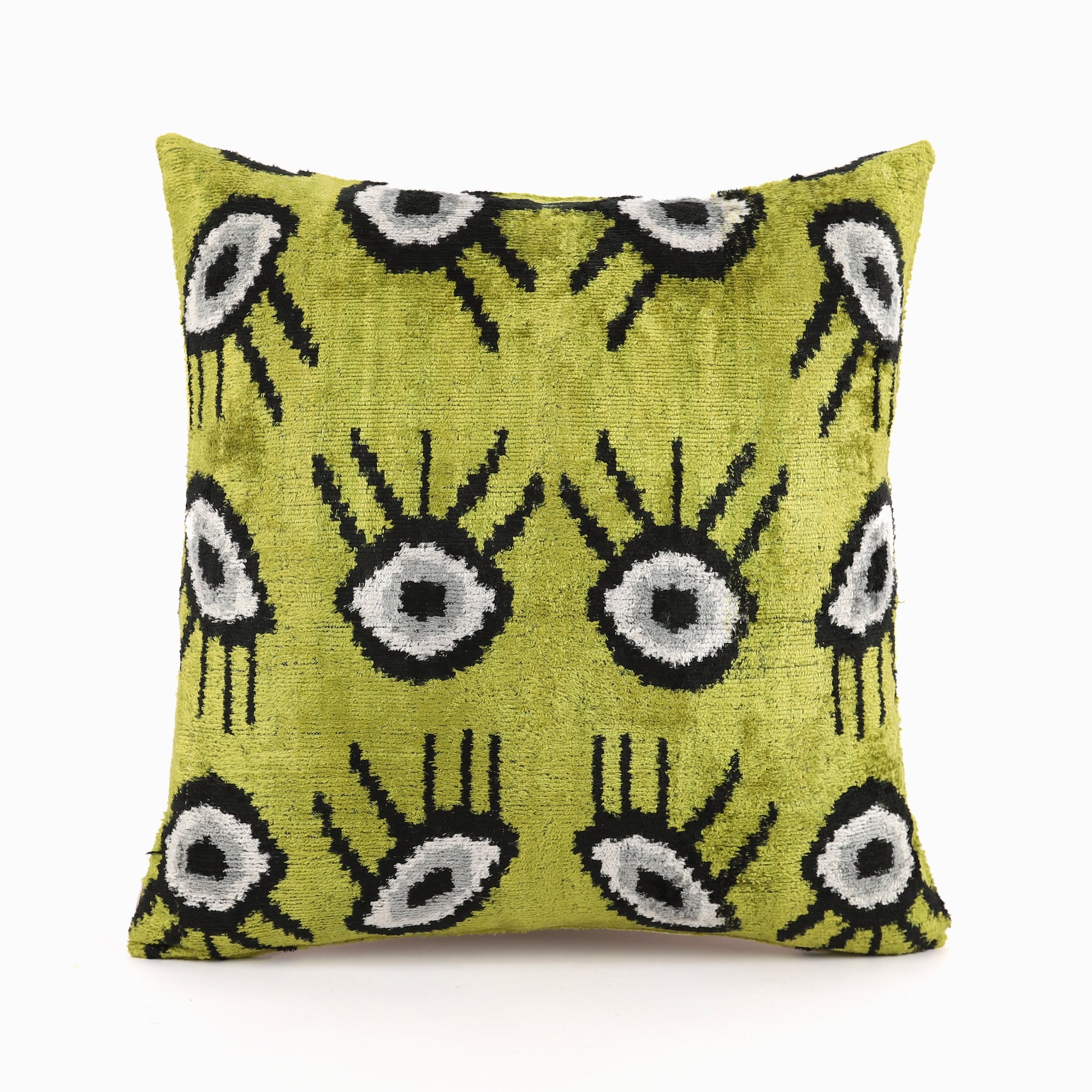 Emerald Green "Eye" Pattern Ikat Pillow Cover