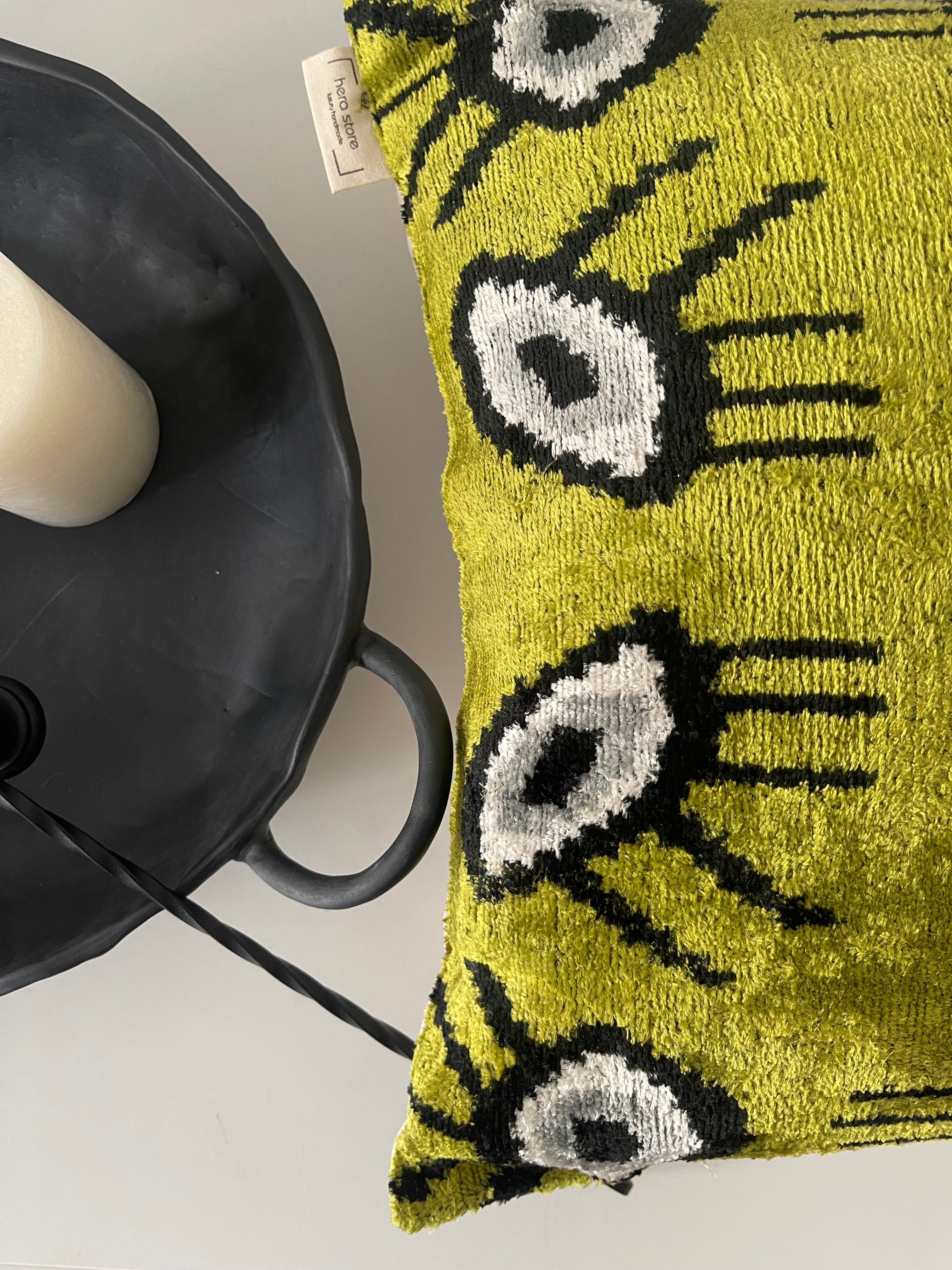 Emerald Green "Eye" Pattern Ikat Pillow Cover