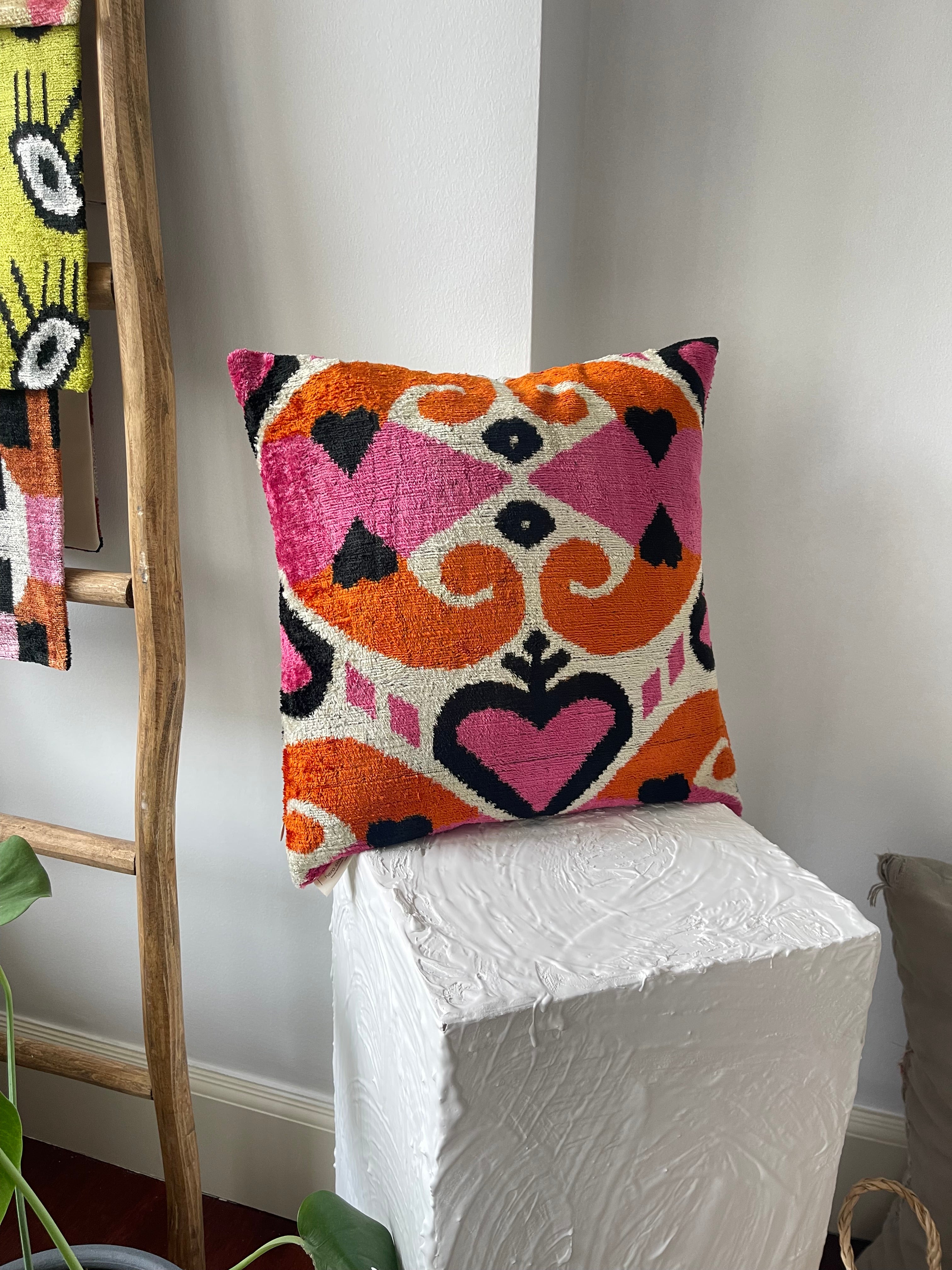 Ikat Heart Pillow Cover
