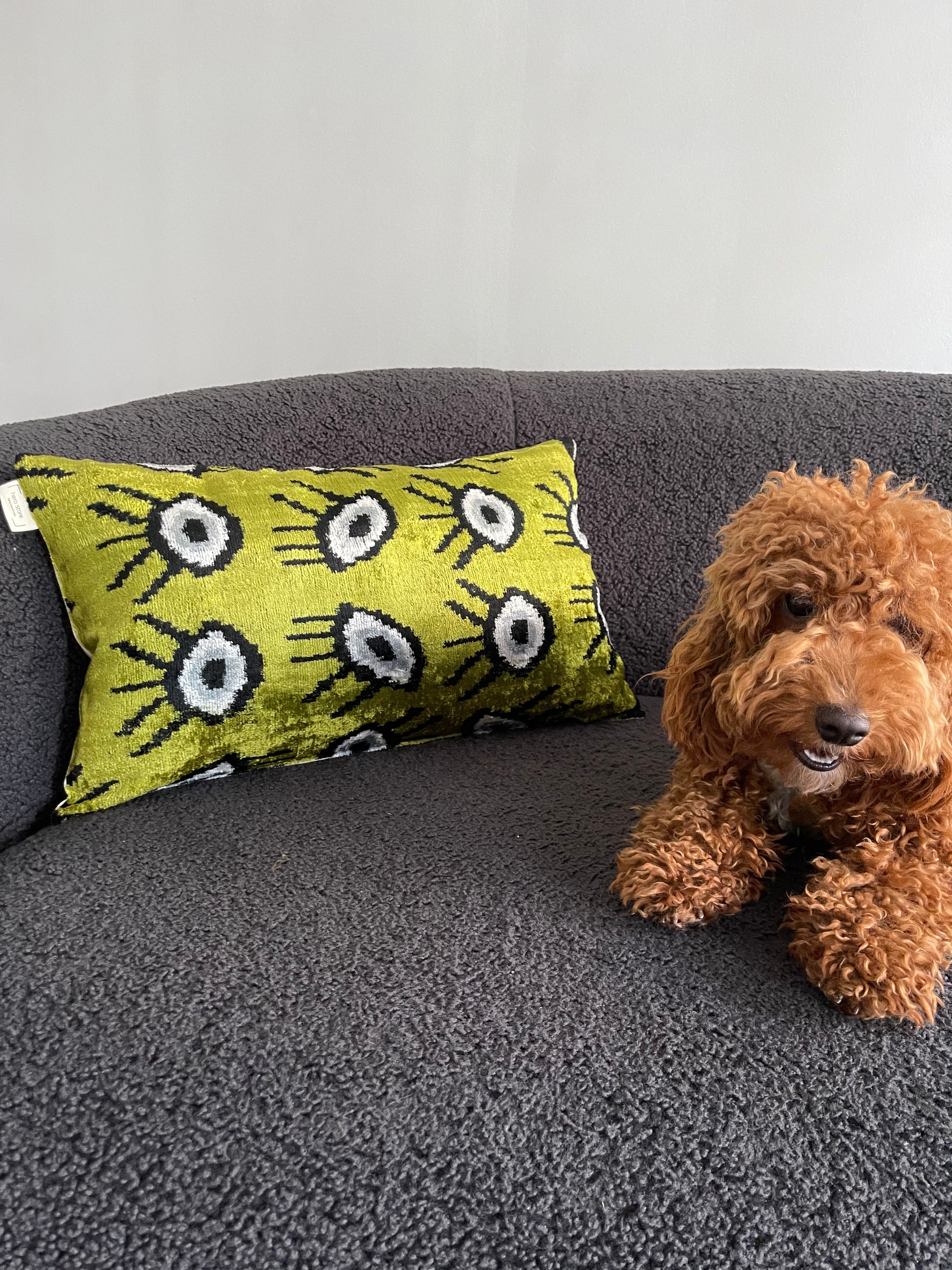 Emerald Green "Eye" Pattern Ikat Pillow Cover