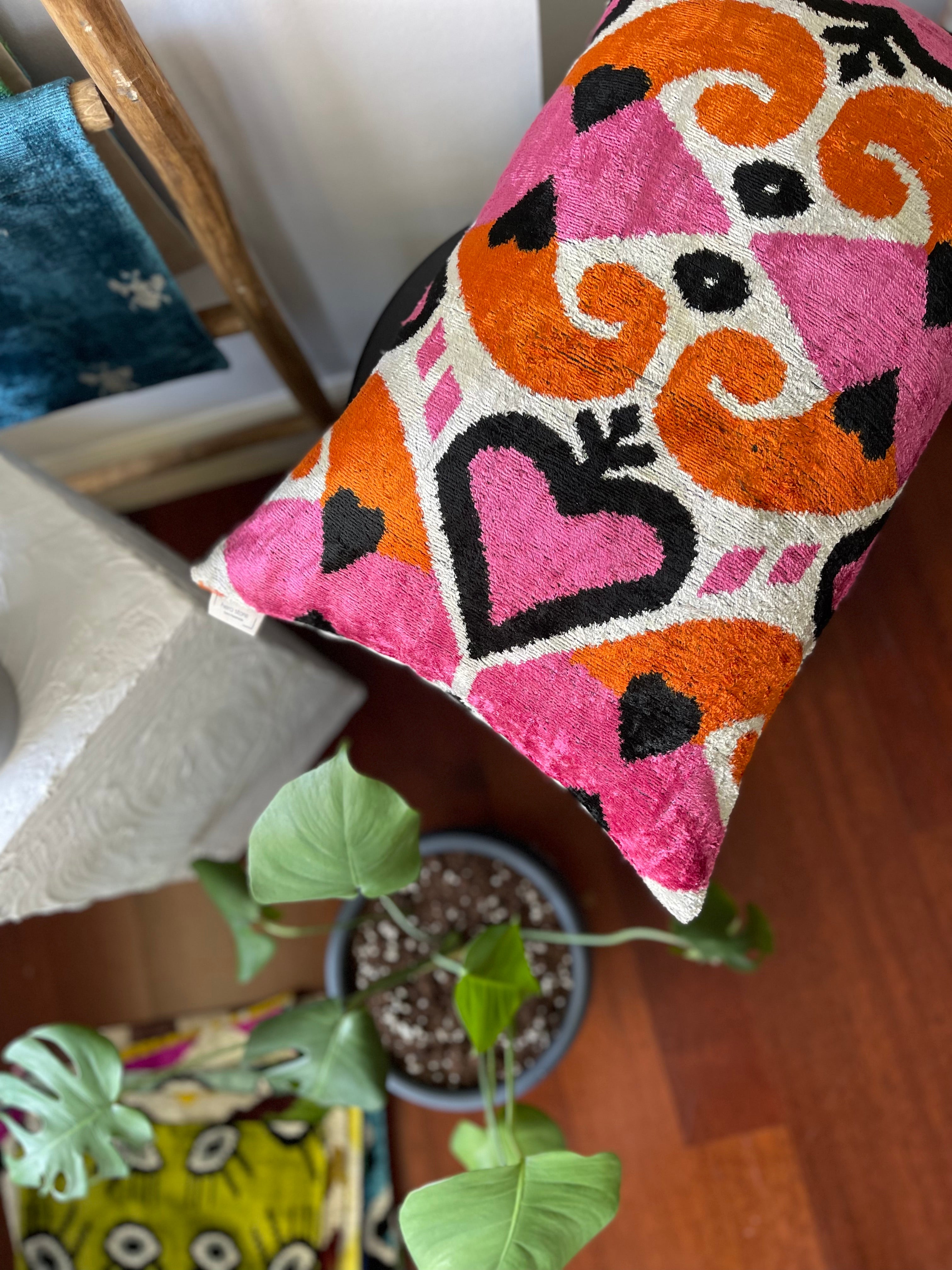 Ikat Heart Pillow Cover