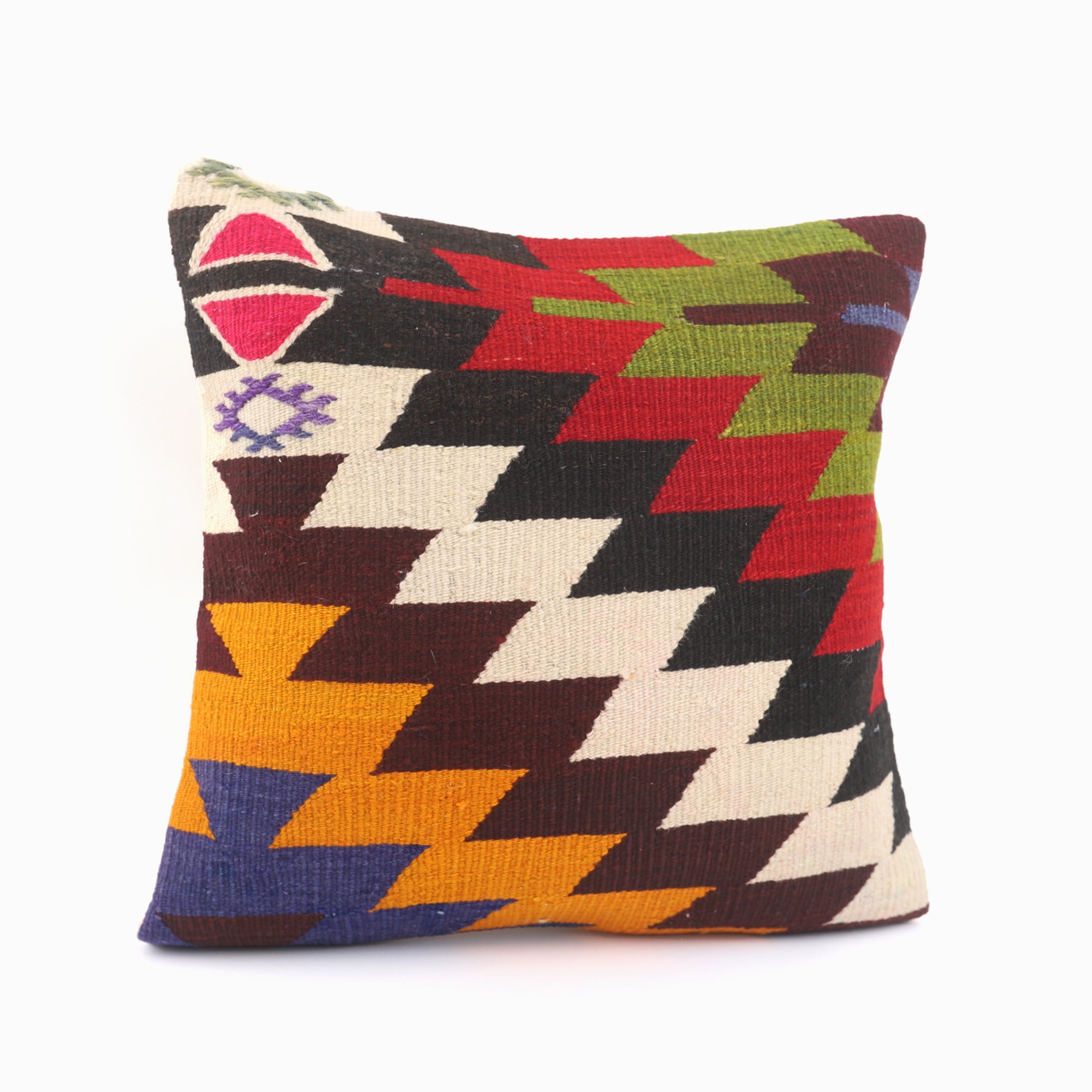 Ethnic Patterned Kilim Pillow - 16x16''