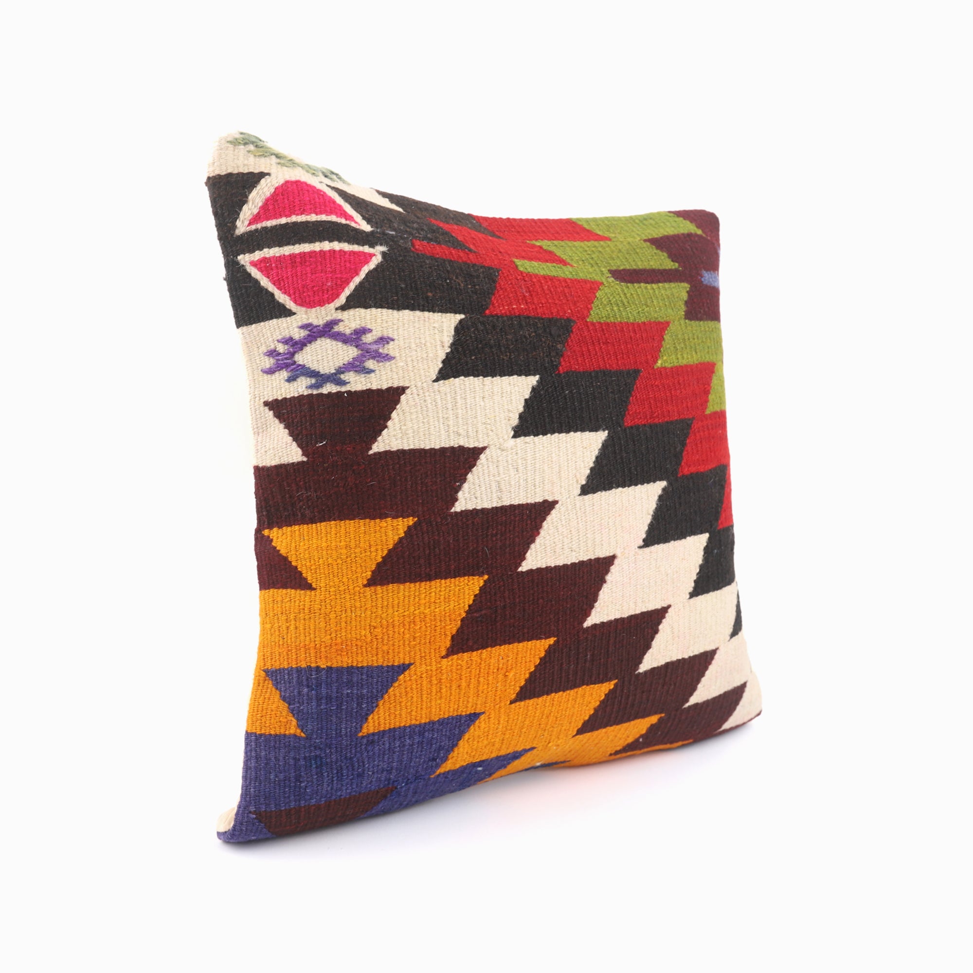 Ethnic Patterned Kilim Pillow - 16x16''