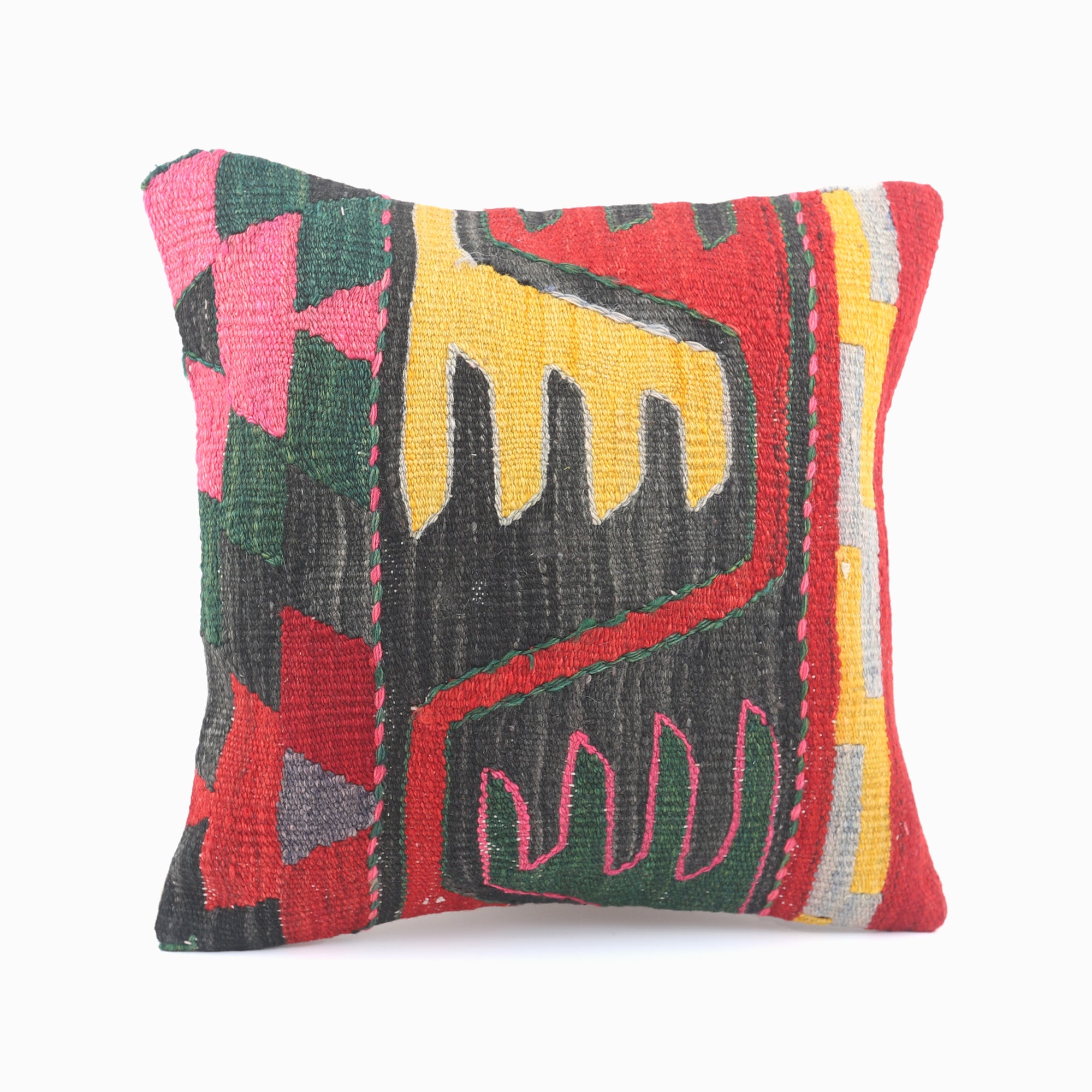 Ethnic Patterned Kilim Pillow - 16x16''