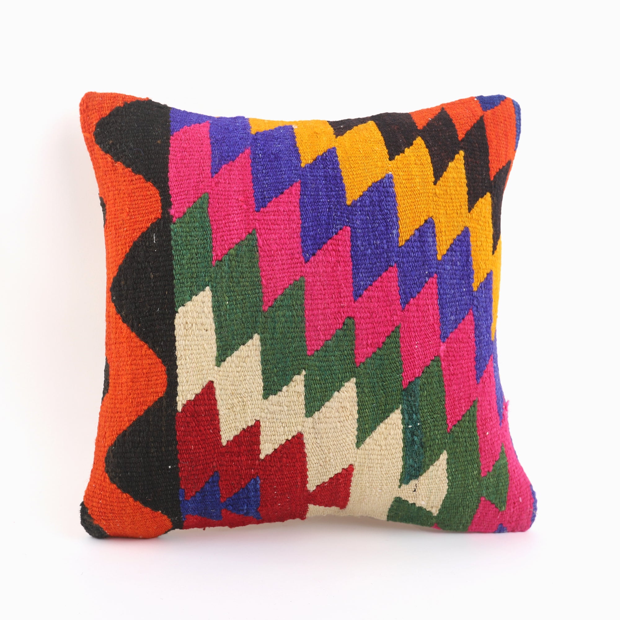 Colorful Handwoven Ethnic Pillow - 16x16''