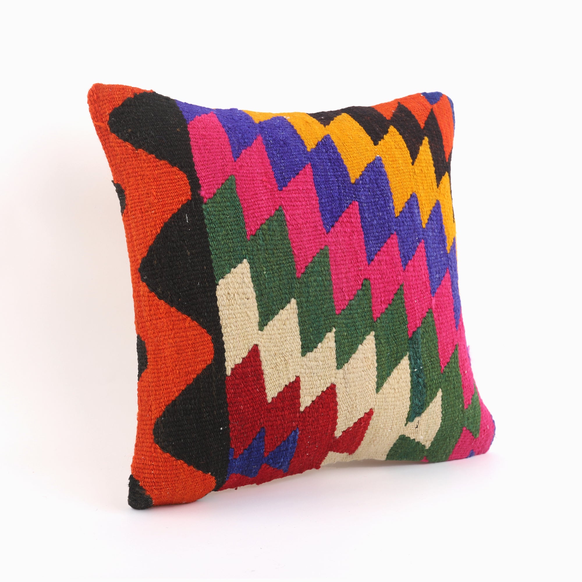 Colorful Handwoven Ethnic Pillow - 16x16''