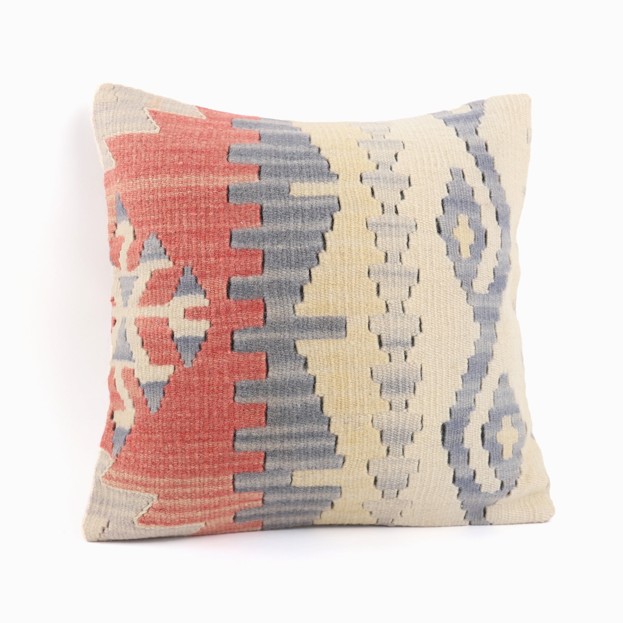 Vintage Patterned Kilim Pillow - 16x16''