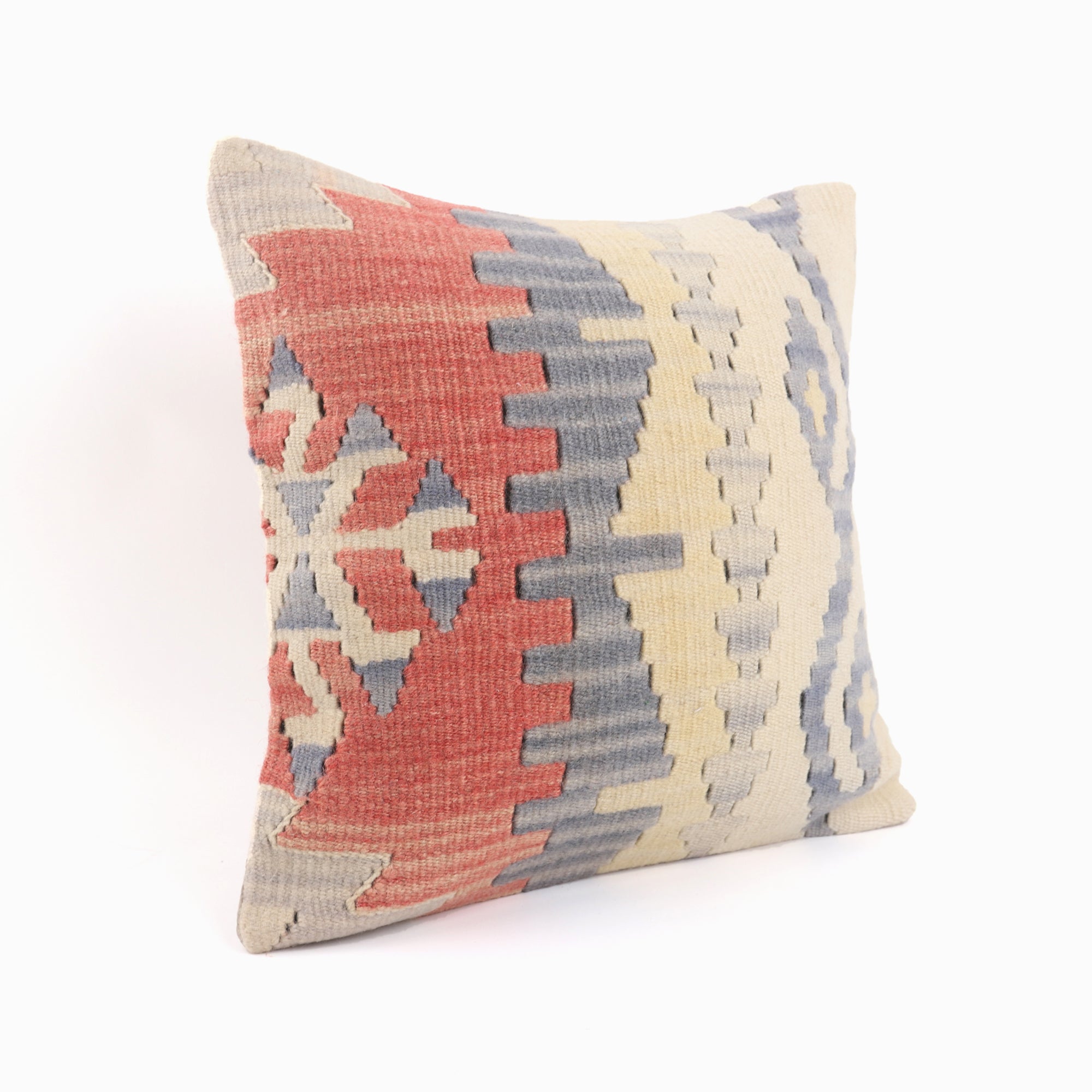 Vintage Patterned Kilim Pillow - 16x16''