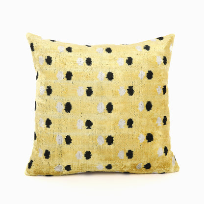 Dotted Lemon Ikat Pillow Cover