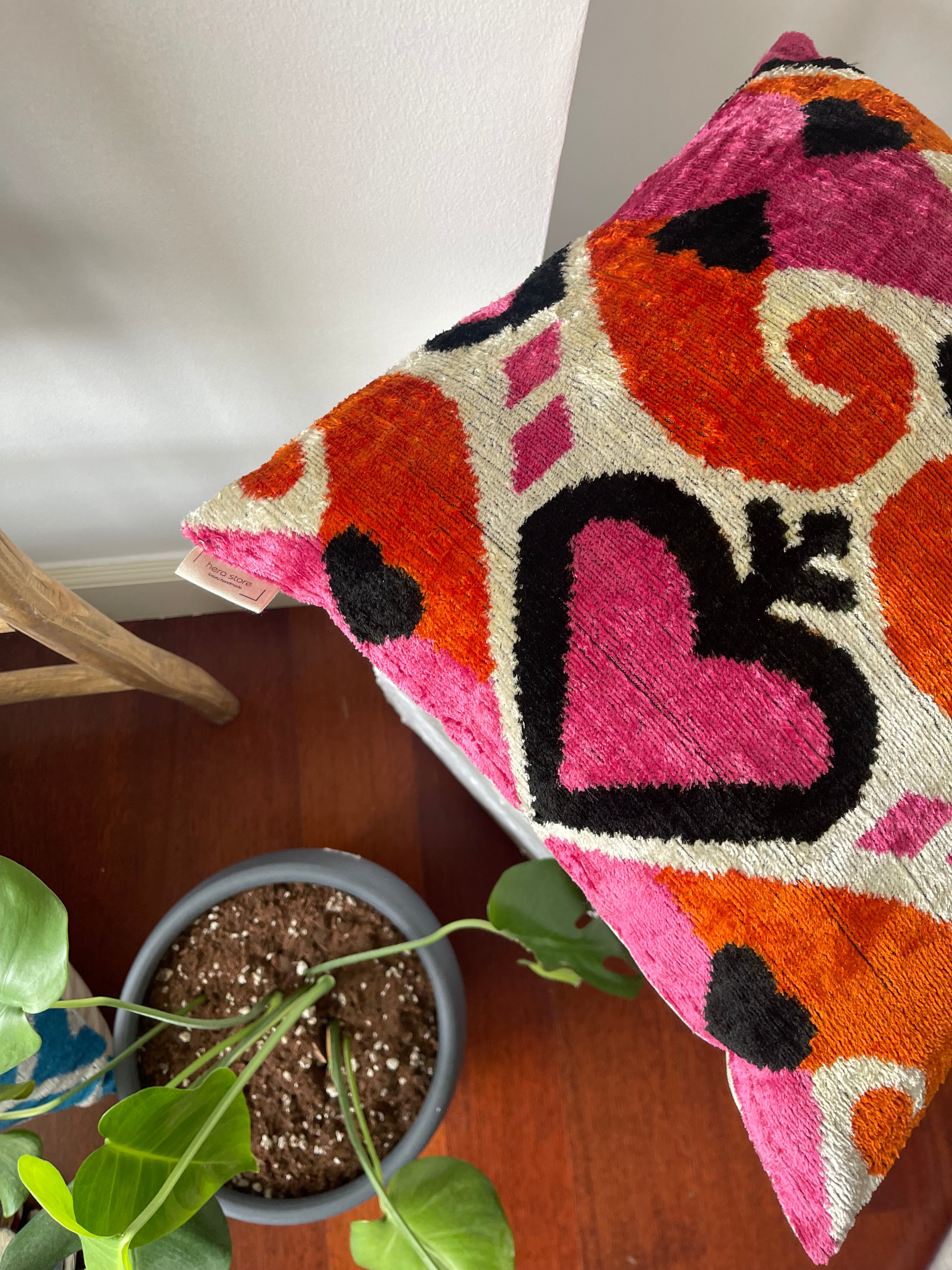 Ikat Heart Pillow Cover