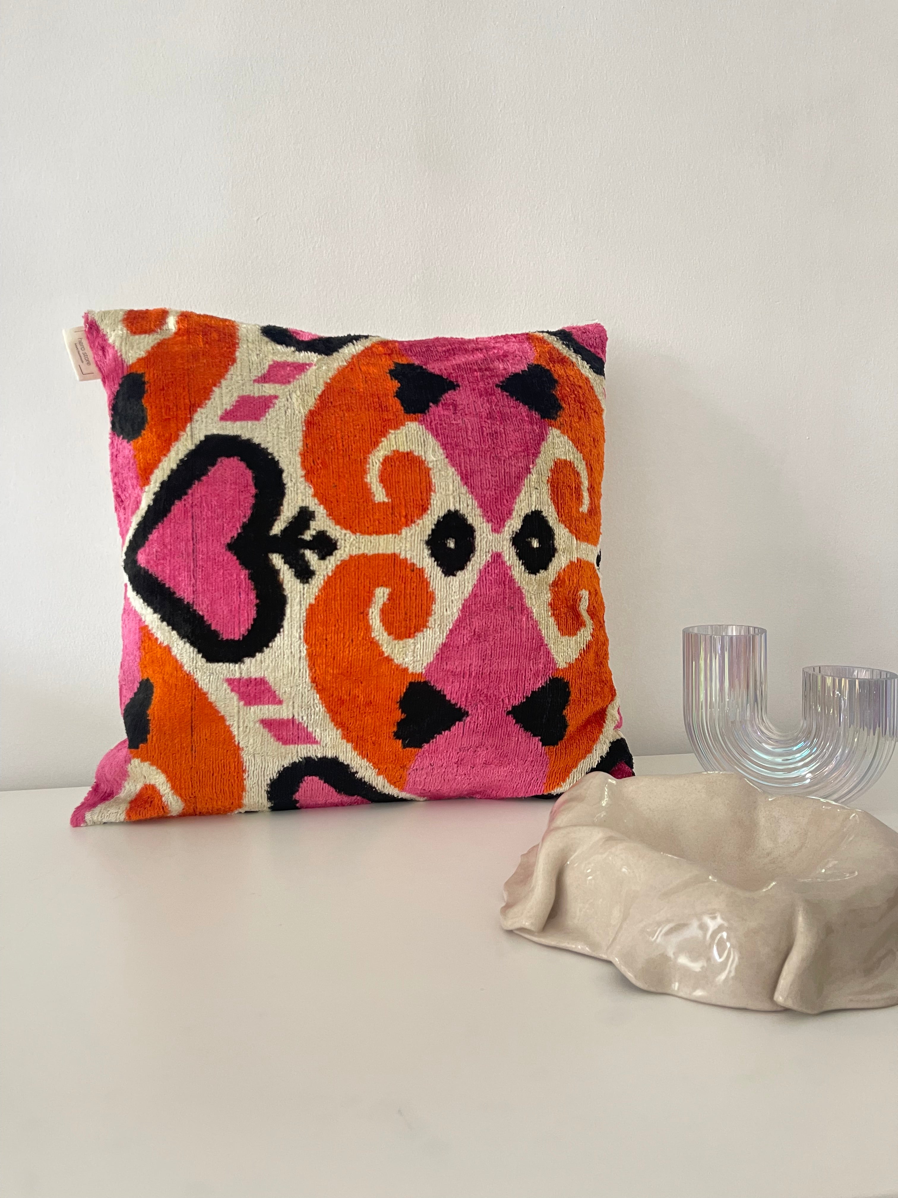 Ikat Heart Pillow Cover
