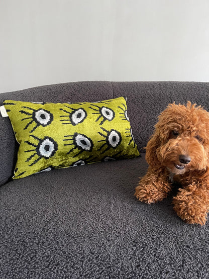 Emerald Green "Eye" Pattern Ikat Pillow Cover