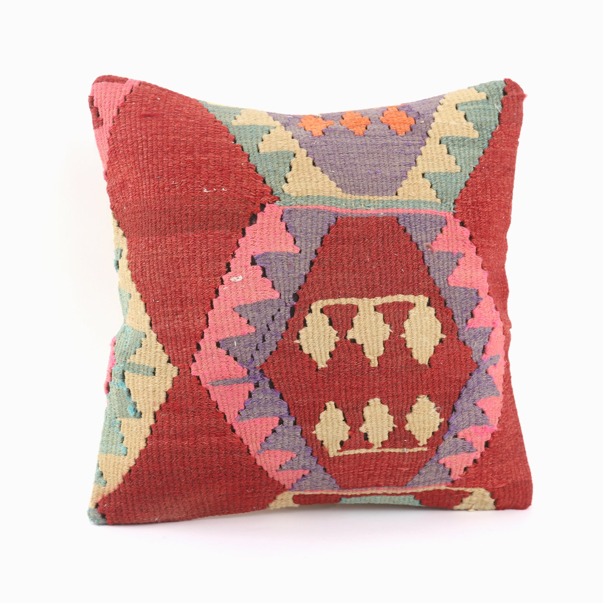 Handmade Wool Kilim Cushion - 16x16''