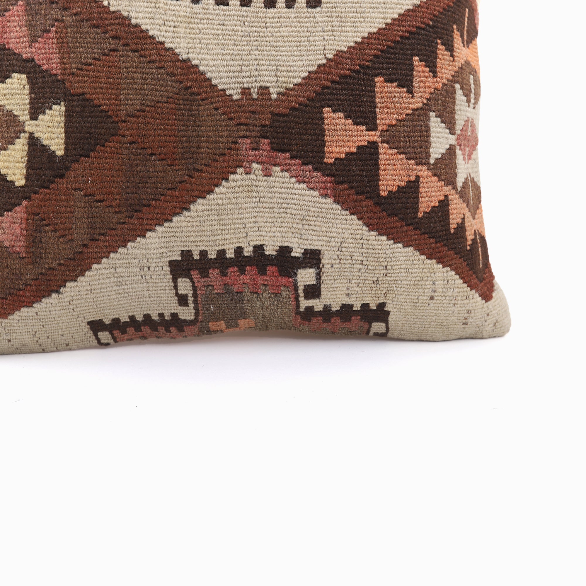 Vintage Patterned Kilim Pillow - 16x16''