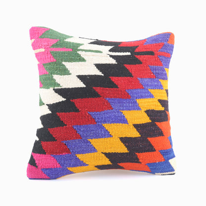 Colorful Handwoven Ethnic Pillow - 16x16''