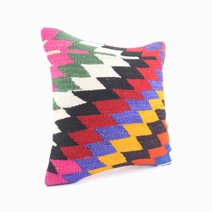 Colorful Handwoven Ethnic Pillow - 16x16''