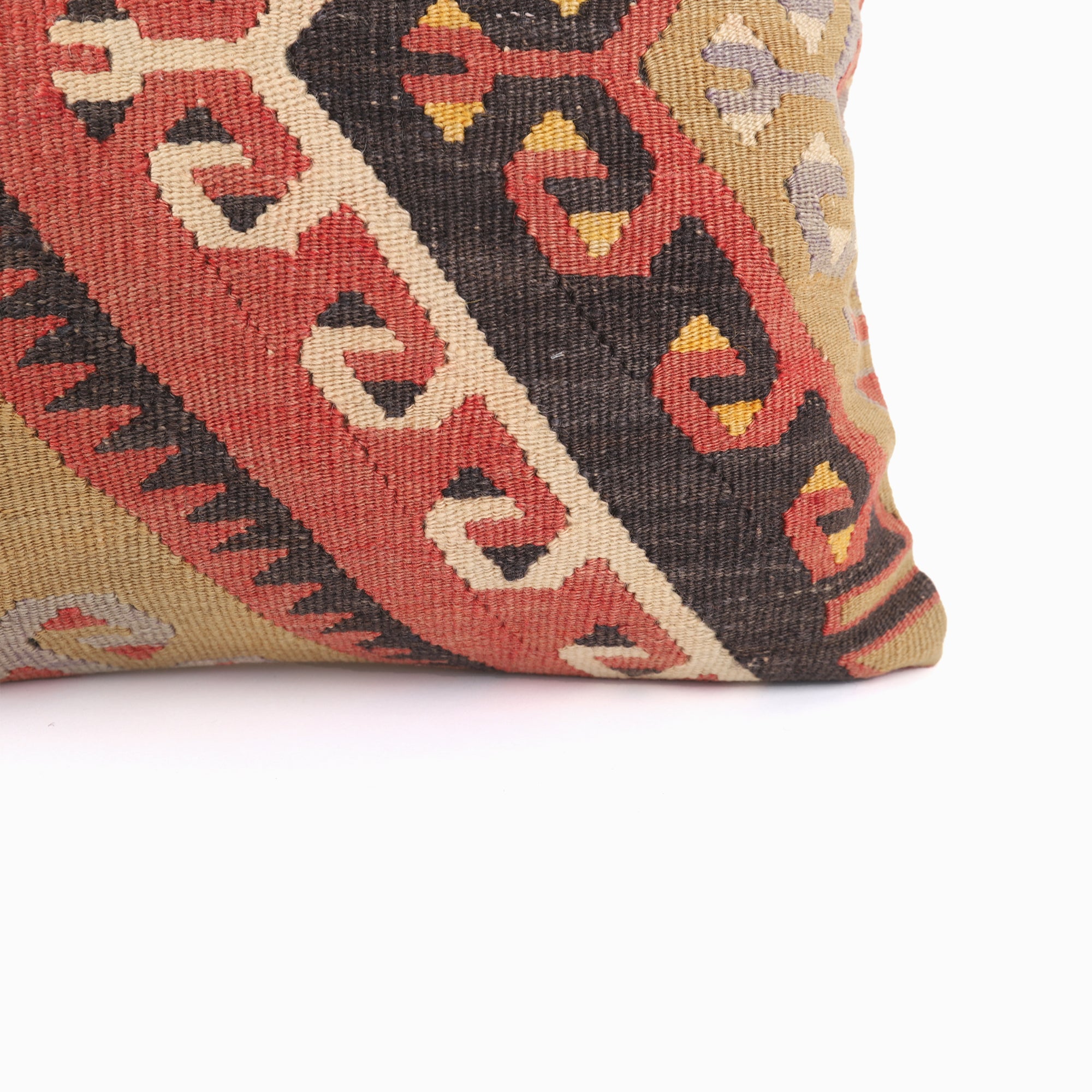 Ethno-Boho Style Kilim Pillow - 16x16''