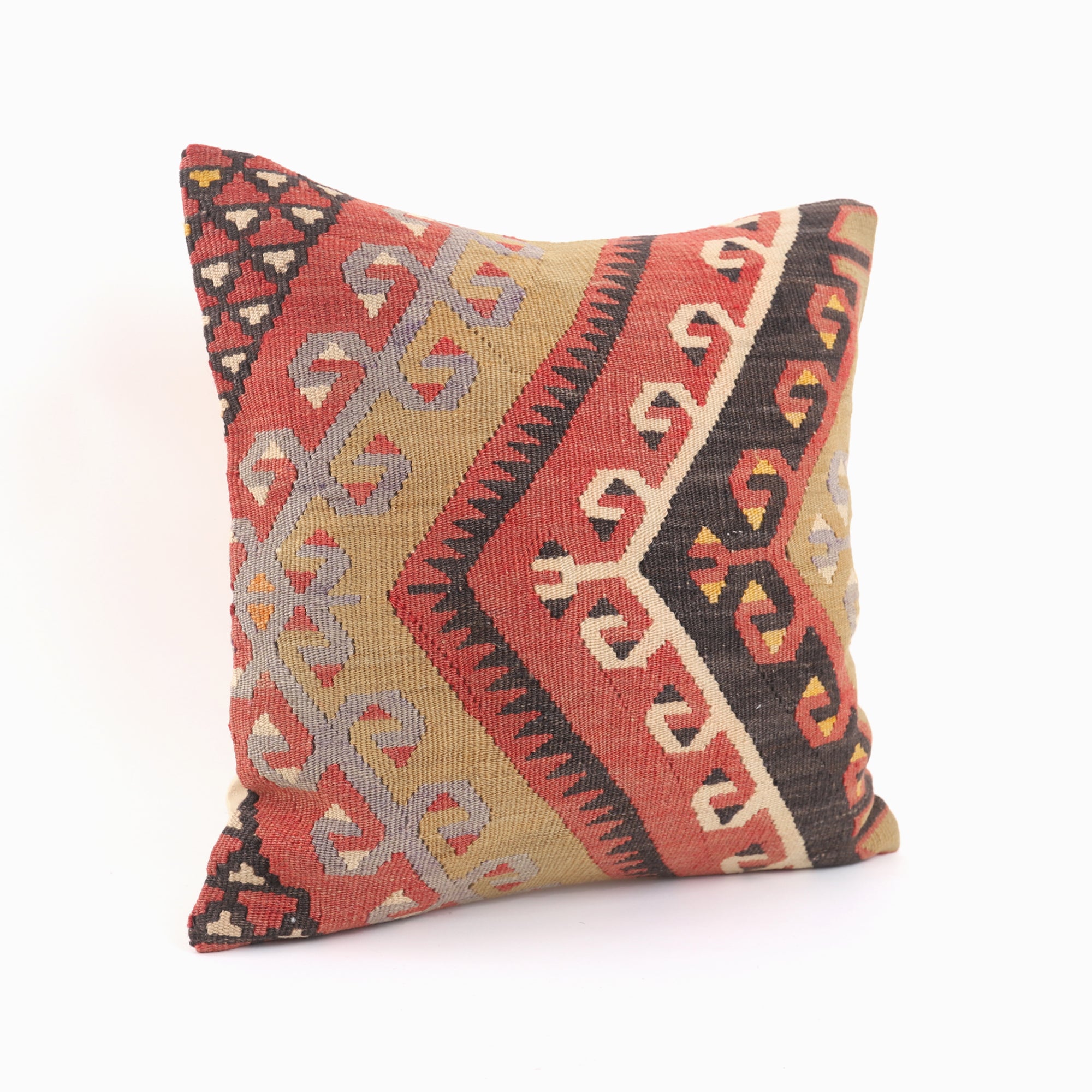 Ethno-Boho Style Kilim Pillow - 16x16''