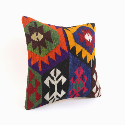 Anatolia-Inspired Kilim Cushion - 16x16''