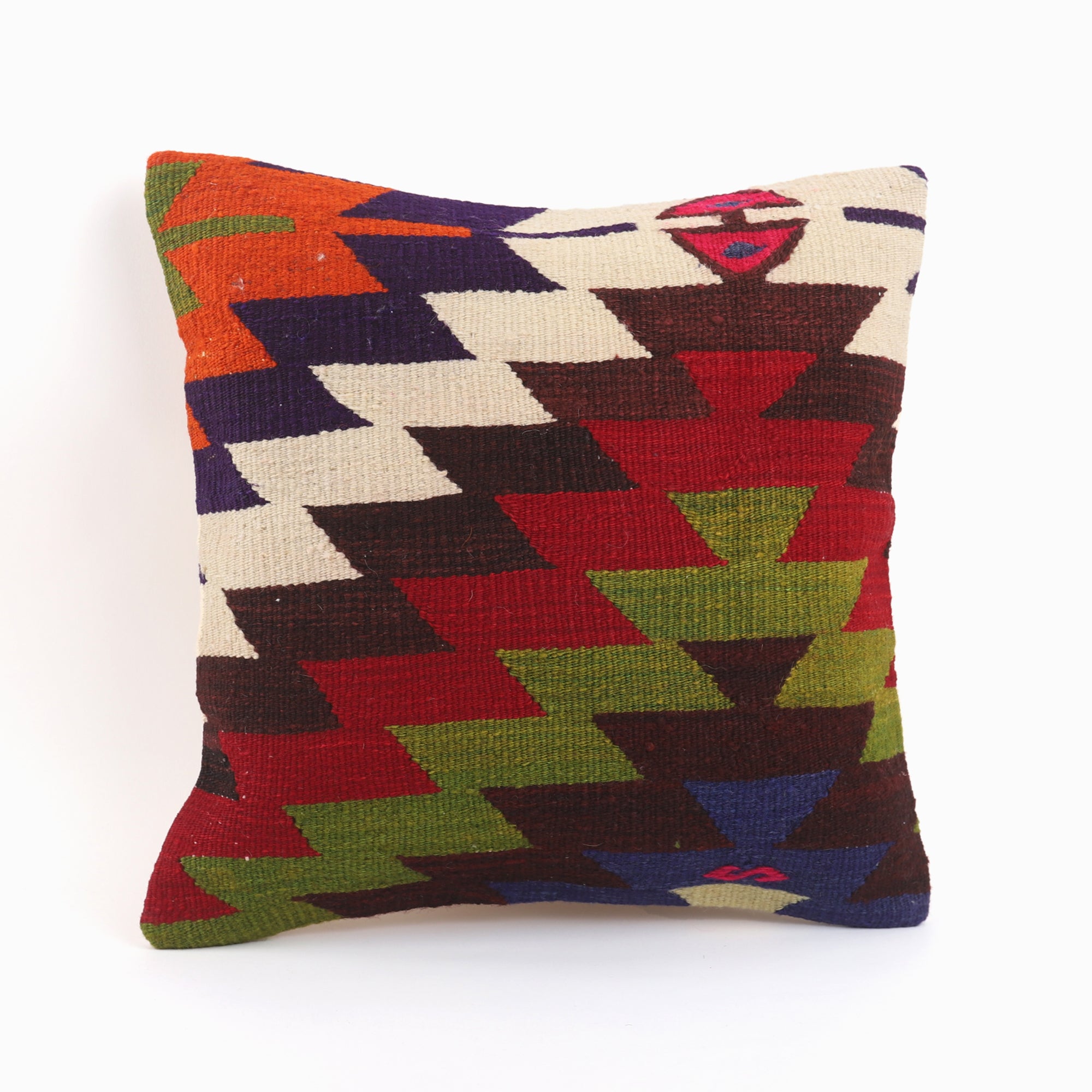 Vintage Anatolian Kilim Cushion - 16x16''