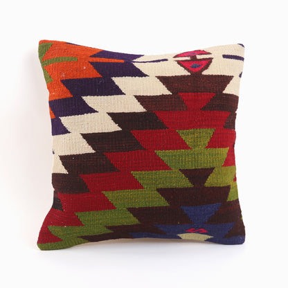 Vintage Anatolian Kilim Cushion - 16x16''