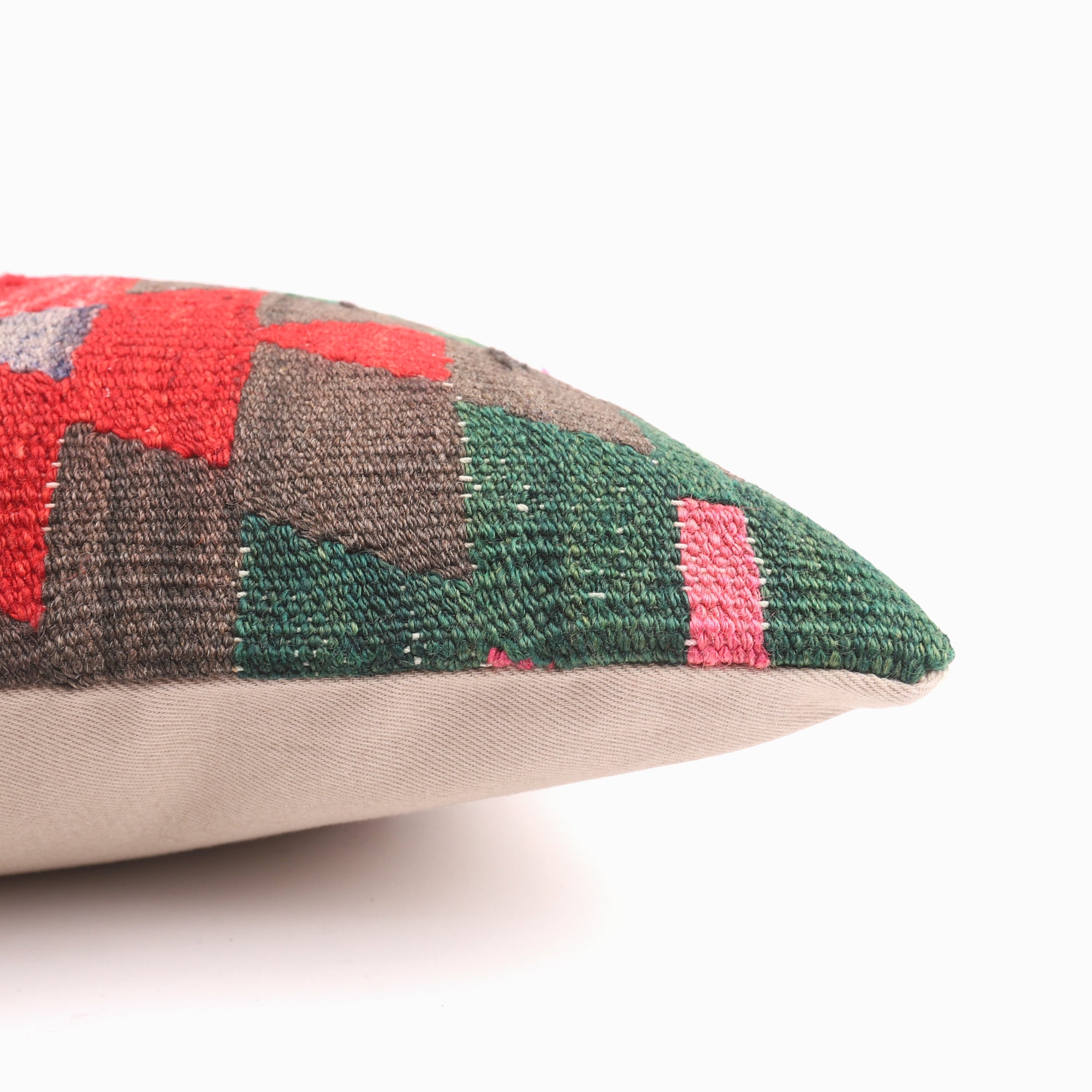 Handwoven Vintage Kilim Pillow - 16x16''