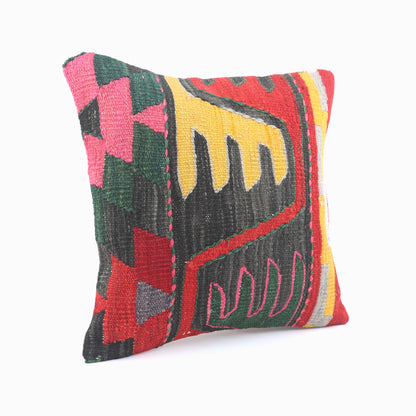 Ethnic Patterned Kilim Pillow - 16x16''