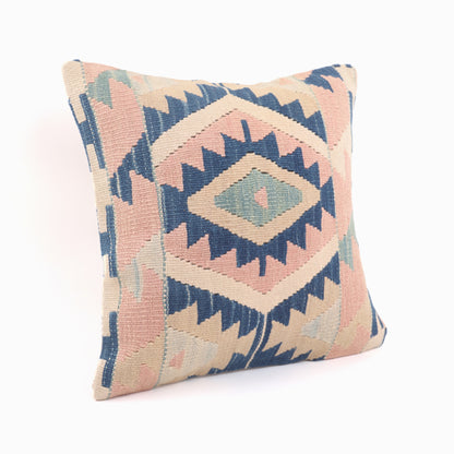 Geometric Pattern Kilim Pillow - 16x16''