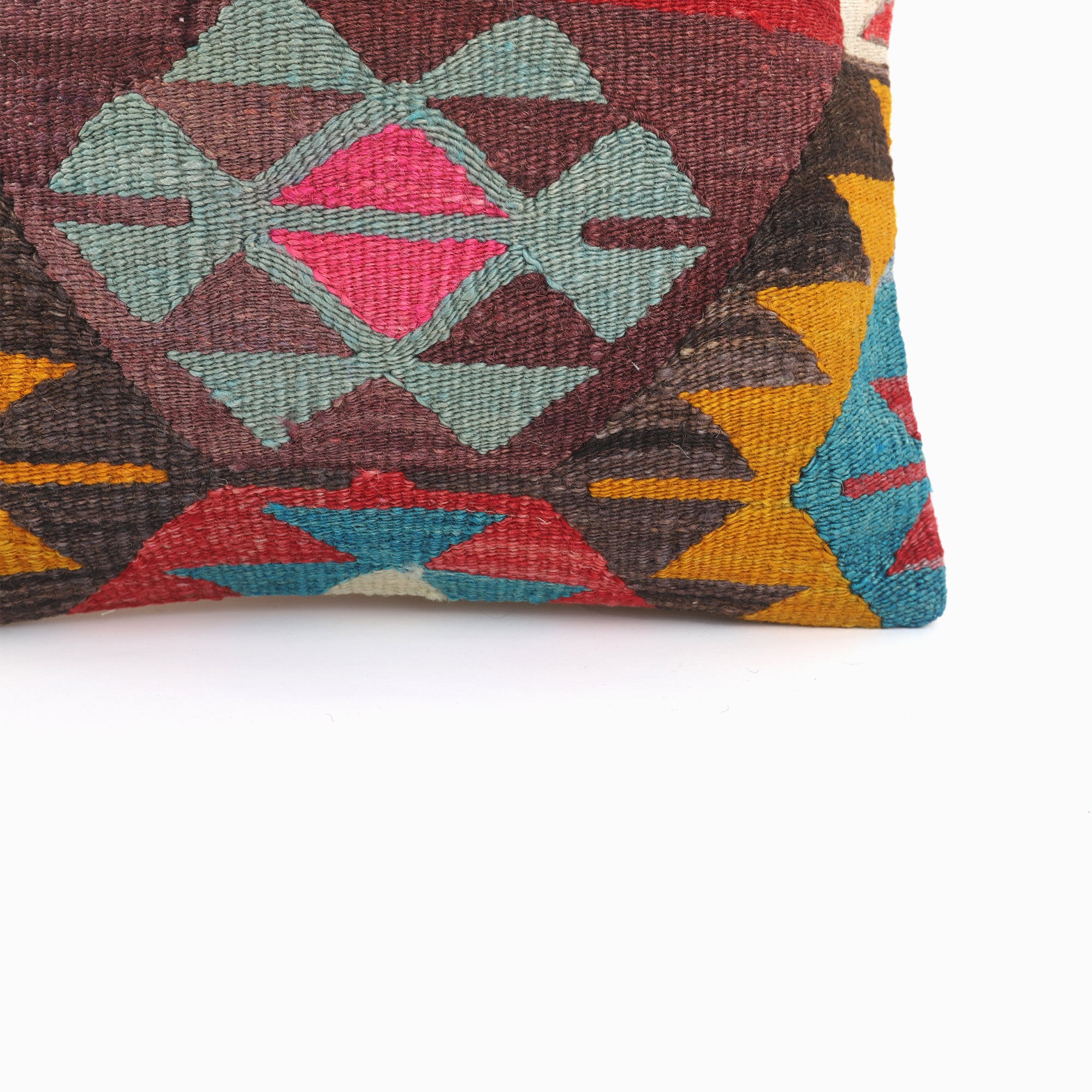 Handmade Wool Kilim Pillow - 16x16''