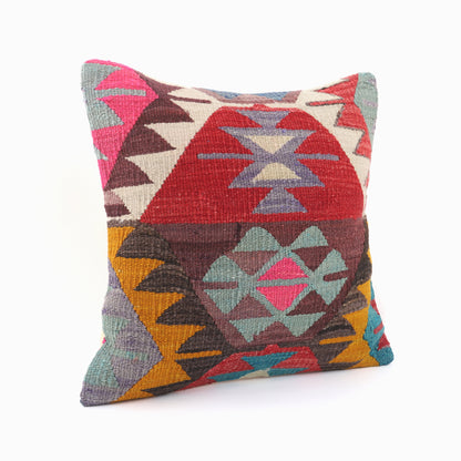 Handmade Wool Kilim Pillow - 16x16''