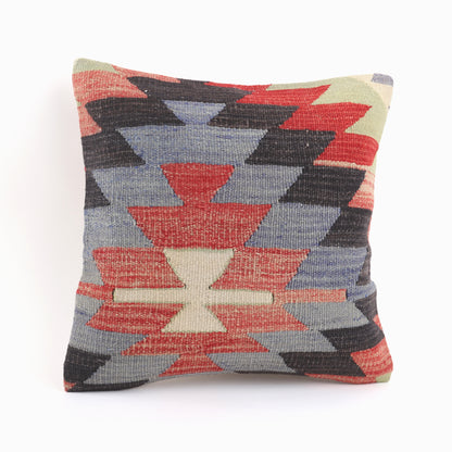 Geometric Pattern Kilim Pillow - 16x16''