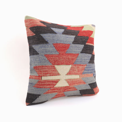 Geometric Pattern Kilim Pillow - 16x16''