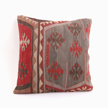 Cultural Anatolian Kilim Pillow - 16x16''