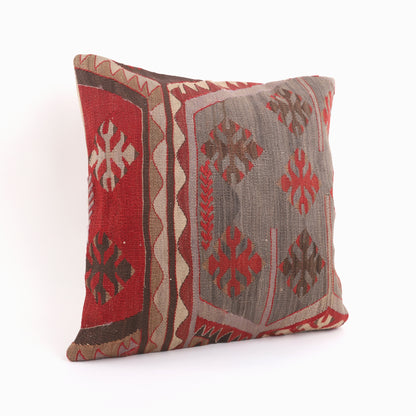 Cultural Anatolian Kilim Pillow - 16x16''