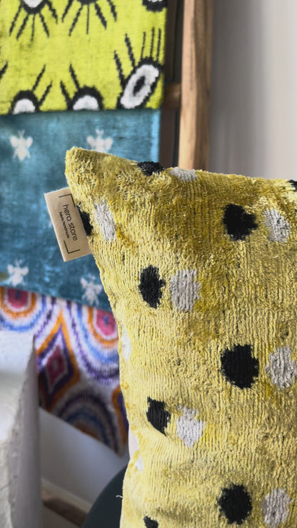 Dotted Lemon Ikat Pillow Cover
